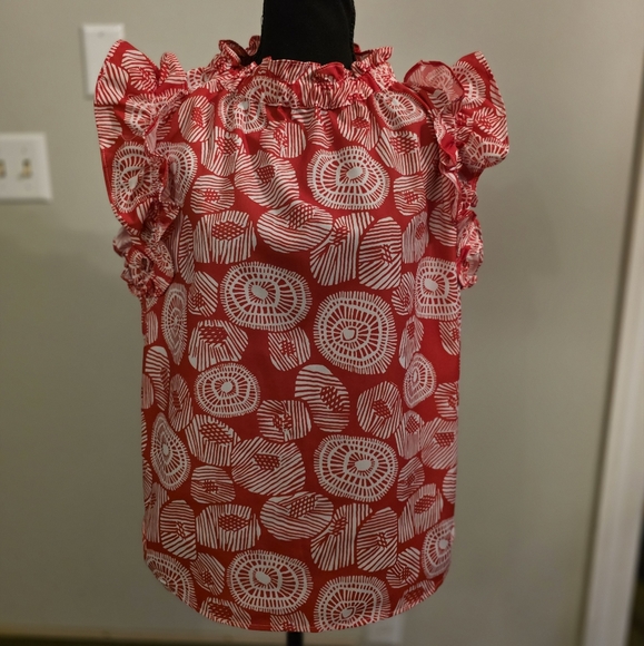 THML Red and White Patterned Blouse - Picture 1 of 8